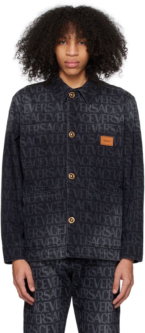 versace black denim jacket